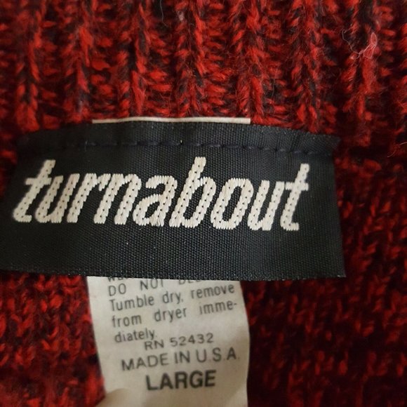 Vintage Turnabout Sweater Size Large Red White Black Acrylic Ski Winter Hipster - Picture 4 of 4